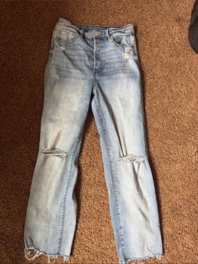 Blank NYC Light Blue Distressed Straight Leg Jeans